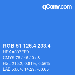 カラーコード: RGB 51 126.4 233.4 | qconv.com