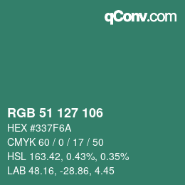 Color code: RGB 51 127 106 | qconv.com