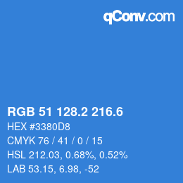 カラーコード: RGB 51 128.2 216.6 | qconv.com