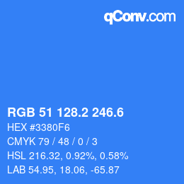 カラーコード: RGB 51 128.2 246.6 | qconv.com