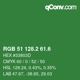 カラーコード: RGB 51 128.2 61.6 | qconv.com