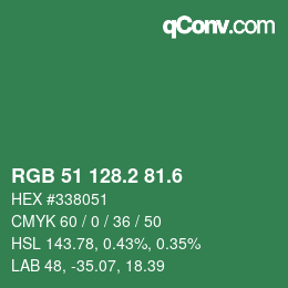 カラーコード: RGB 51 128.2 81.6 | qconv.com