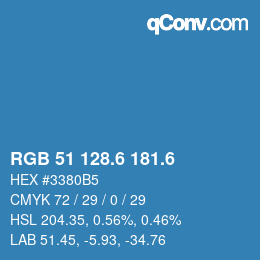 カラーコード: RGB 51 128.6 181.6 | qconv.com