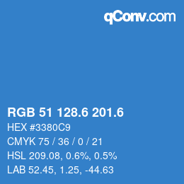 カラーコード: RGB 51 128.6 201.6 | qconv.com