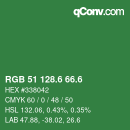 カラーコード: RGB 51 128.6 66.6 | qconv.com