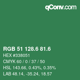 カラーコード: RGB 51 128.6 81.6 | qconv.com