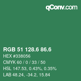 カラーコード: RGB 51 128.6 86.6 | qconv.com