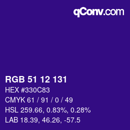 Color code: RGB 51 12 131 | qconv.com