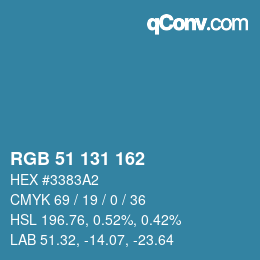 Color code: RGB 51 131 162 | qconv.com