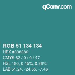 Color code: RGB 51 134 134 | qconv.com