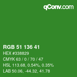 Color code: RGB 51 136 41 | qconv.com