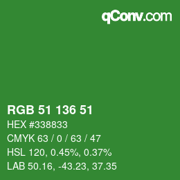 Color code: RGB 51 136 51 | qconv.com