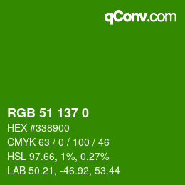 Farbcode: RGB 51 137 0 | qconv.com