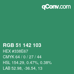Color code: RGB 51 142 103 | qconv.com
