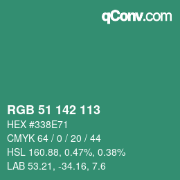 Color code: RGB 51 142 113 | qconv.com