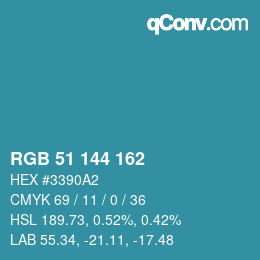 Color code: RGB 51 144 162 | qconv.com