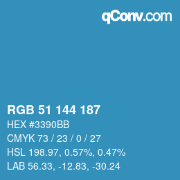 Color code: RGB 51 144 187 | qconv.com