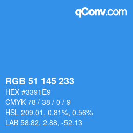 カラーコード: RGB 51 145 233 | qconv.com
