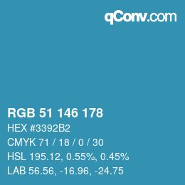 颜色代码: RGB 51 146 178 | qconv.com
