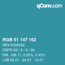 Color code: RGB 51 147 162 | qconv.com