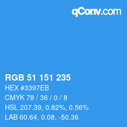 Color code: RGB 51 151 235 | qconv.com