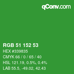 Color code: RGB 51 152 53 | qconv.com
