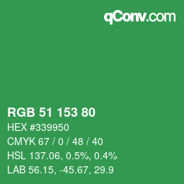 颜色代码: RGB 51 153 80 | qconv.com