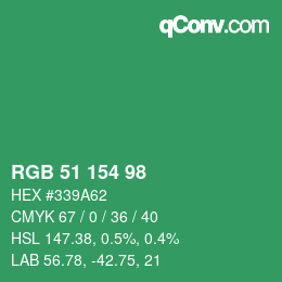 Color code: RGB 51 154 98 | qconv.com