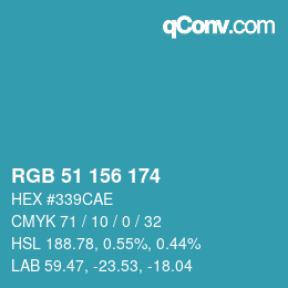 Color code: RGB 51 156 174 | qconv.com