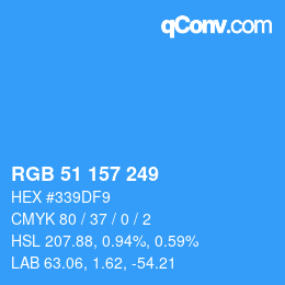 Color code: RGB 51 157 249 | qconv.com