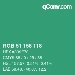 カラーコード: RGB 51 158 118 | qconv.com