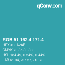 カラーコード: RGB 51 162.4 171.4 | qconv.com