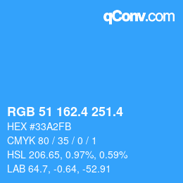 カラーコード: RGB 51 162.4 251.4 | qconv.com