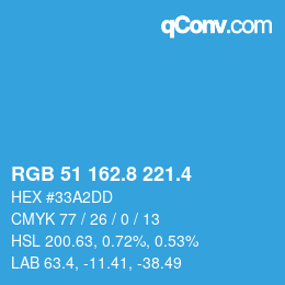 カラーコード: RGB 51 162.8 221.4 | qconv.com