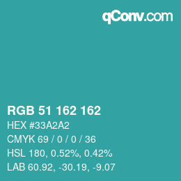 Color code: RGB 51 162 162 | qconv.com