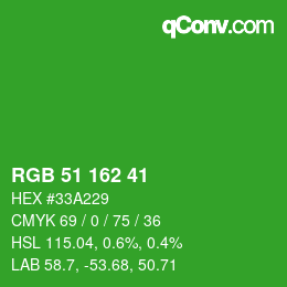 Color code: RGB 51 162 41 | qconv.com