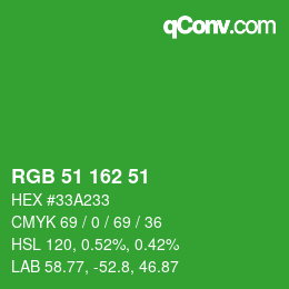 Color code: RGB 51 162 51 | qconv.com