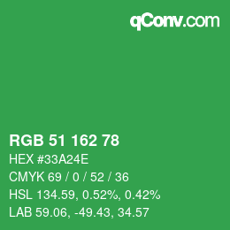 Color code: RGB 51 162 78 | qconv.com