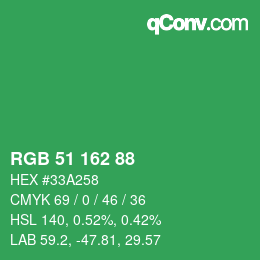 Color code: RGB 51 162 88 | qconv.com