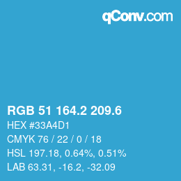 カラーコード: RGB 51 164.2 209.6 | qconv.com