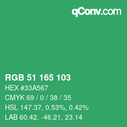 Color code: RGB 51 165 103 | qconv.com