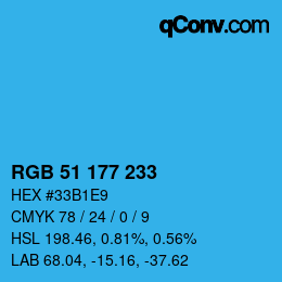 Farbcode: RGB 51 177 233 | qconv.com