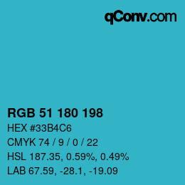 Farbcode: RGB 51 180 198 | qconv.com