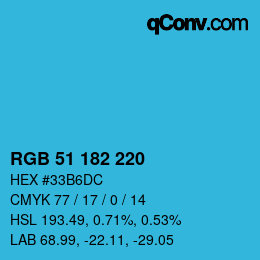 Color code: RGB 51 182 220 | qconv.com