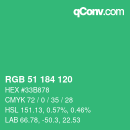 Color code: RGB 51 184 120 | qconv.com