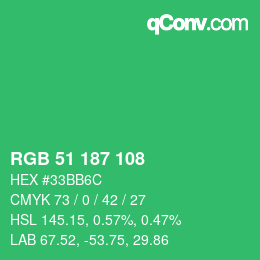 Color code: RGB 51 187 108 | qconv.com