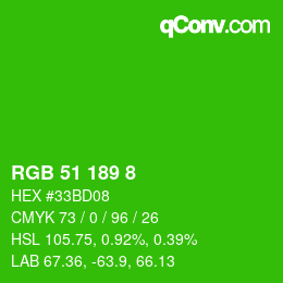 Color code: RGB 51 189 8 | qconv.com