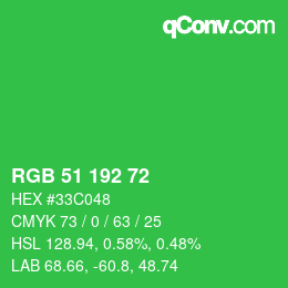 Color code: RGB 51 192 72 | qconv.com