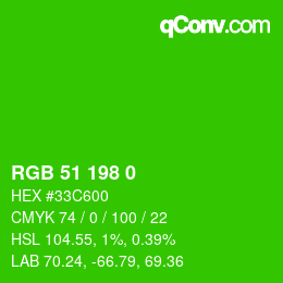 Color code: RGB 51 198 0 | qconv.com