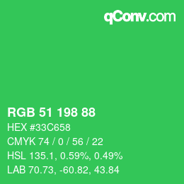 Color code: RGB 51 198 88 | qconv.com